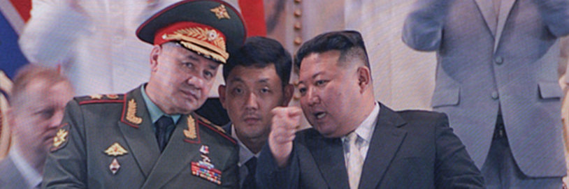 Kim Jong Un with Russian Defence Minister Sergei Shoigu during the ceremonies marking the 70th anniversary of the end of the Korean War